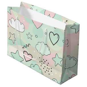 Pastel Harten & Wolken Watercolor Droom (9) Groot Cadeauzakje