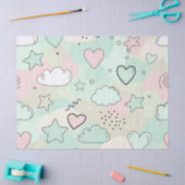 Pastel Harten & Wolken Watercolor Droom (9) Tissuepapier (Craft)