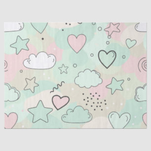 Pastel Harten & Wolken Watercolor Droom (9) Tissuepapier