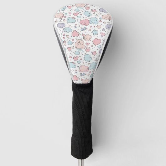 Pastel Harten & Wolken Waterverf Droom (5) Golfheadcover (Voorkant)