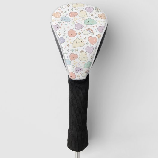 Pastel Harten & Wolken Waterverf Droom (6) Golfheadcover (Voorkant)