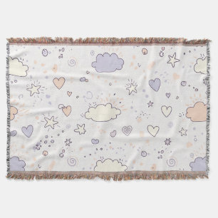 Pastel Harten & Wolken Waterverf Droom (7) Deken