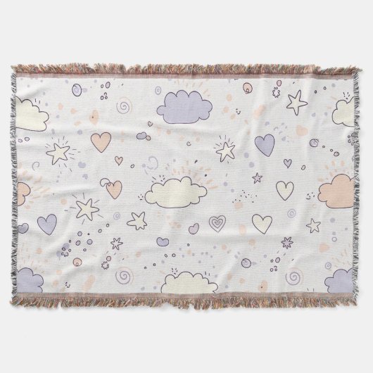 Pastel Harten & Wolken Waterverf Droom (7) Deken (Voorkant)