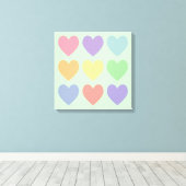 Pastel Hartjes Gewikkeld Canvas Afdruk (Insitu (Houten vloer))