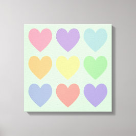 Pastel Hartjes Gewikkeld Canvas Afdruk