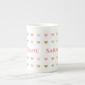 Pastel Hartjes Ontwerp om te Personalizen Porselein Kop (Voorkant)