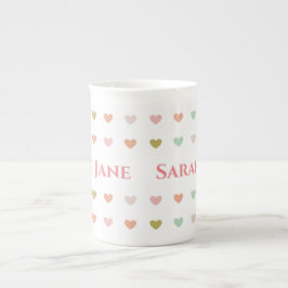 Pastel Hartjes Ontwerp om te Personalizen Porselein Kop