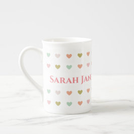 Pastel Hartjes Ontwerp om te Personalizen Porselein Kop