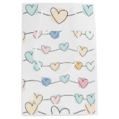Pastel Hartkoord Patroon | Cute Minimalist Medium Cadeauzakje (Voorkant)