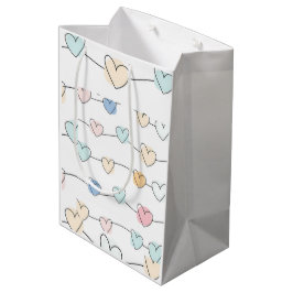 Pastel Hartkoord Patroon | Cute Minimalist Medium Cadeauzakje