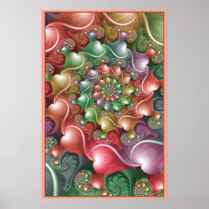 Pastel Hartspiraal Poster