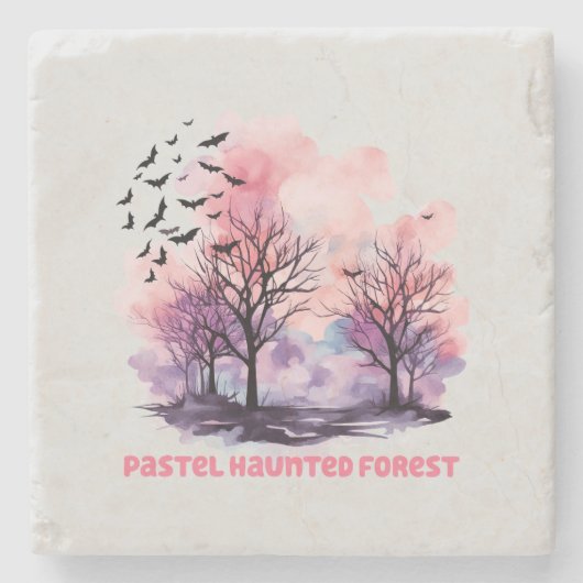 Pastel Haunted Forest Stenen Onderzetter (Voorkant)