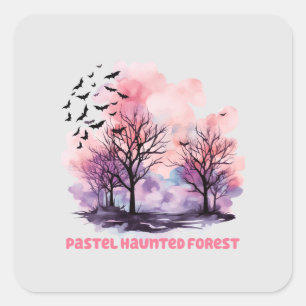 Pastel Haunted Forest Vierkante Sticker