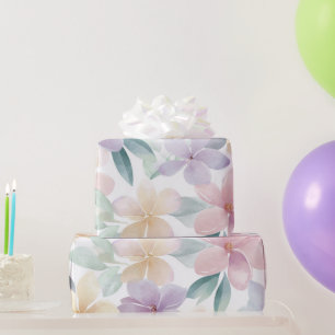 Pastel Hawaii Plumeria Paars Groen Frangipani Cadeaupapier