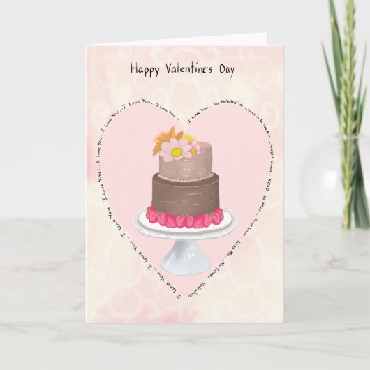 Pastel Heart And Cake Valentine’s Card Kaart (Voorkant)