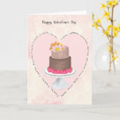 Pastel Heart And Cake Valentine’s Card Kaart (Gele Bloem)