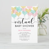 Pastel Heart-ballonnen Virtueel Baby shower Kaart (Staand voorkant)