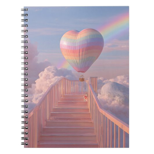 Pastel Heart Balloon Stairway Notitieboek (Voorkant)