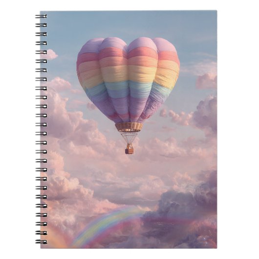 Pastel Heart Balloon Sunset Rainbow Notitieboek (Voorkant)