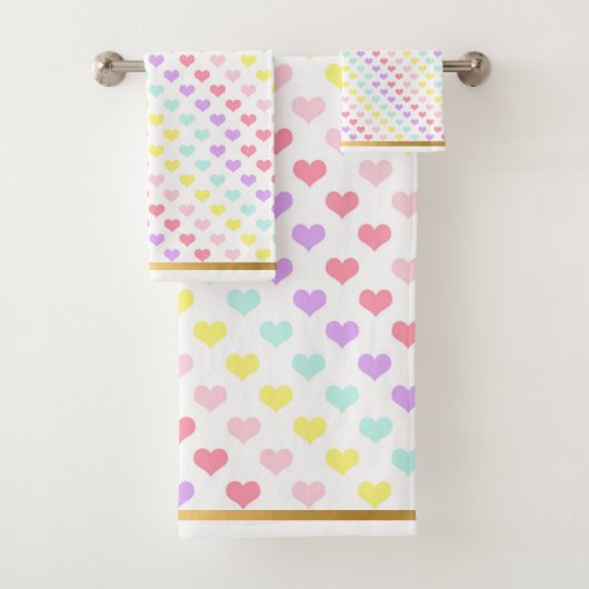 PASTEL HEART BATHROOM TOWEL SET BAD HANDDOEK (Insitu)