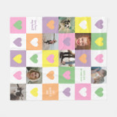 Pastel Heart Checkerboard Couple's Photo Gift Fleece Deken (Voorkant (Horizontaal))