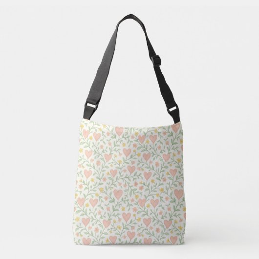 Pastel Heart & Floral Crossbody Bag Tas (Voorkant)