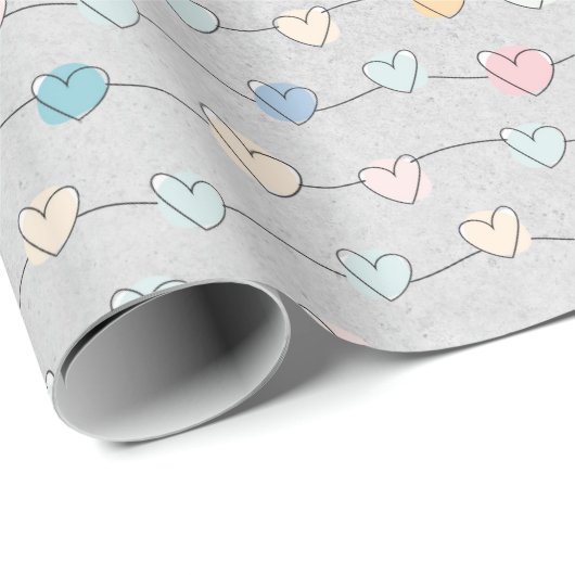 Pastel Heart Garland Gift Wrap Cadeaupapier (Rol Hoek)