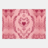 Pastel Heart Motif Delicate Floral Pattern Elegant Inpakpapier Vel (Voorkant)