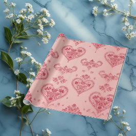 Pastel Heart Motifs Delicate Floral Romantic Style Cadeaupapier