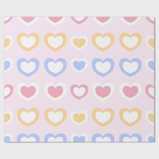 Pastel Heart Pattern Wrapping Paper Cadeaupapier (Vlak)