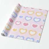 Pastel Heart Pattern Wrapping Paper Cadeaupapier (Uitgerold)