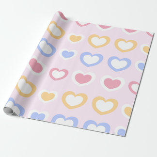 Pastel Heart Pattern Wrapping Paper Cadeaupapier