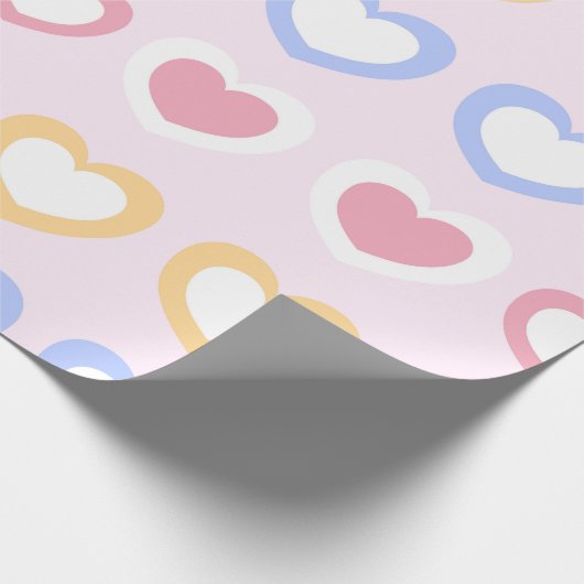 Pastel Heart Pattern Wrapping Paper Cadeaupapier (Hoek)