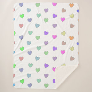 Pastel Heart Shape Pattern Sherpa Blanket Deken