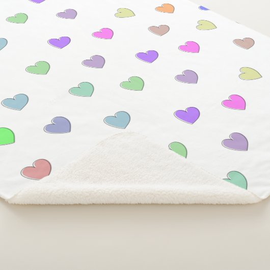 Pastel Heart Shape Pattern Sherpa Blanket Deken (3/4)