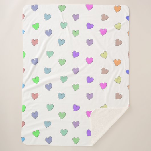 Pastel Heart Shape Pattern Sherpa Blanket Sherpa Deken (Voorkant)