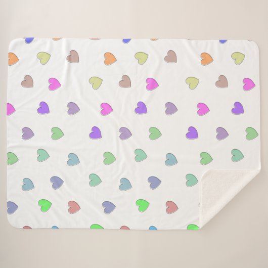 Pastel Heart Shape Pattern Sherpa Blanket Sherpa Deken (Voorkant (horizontaal))