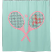 Pastel Heart Tennis Player Racquets Ball Blue Douchegordijn (Voorkant)