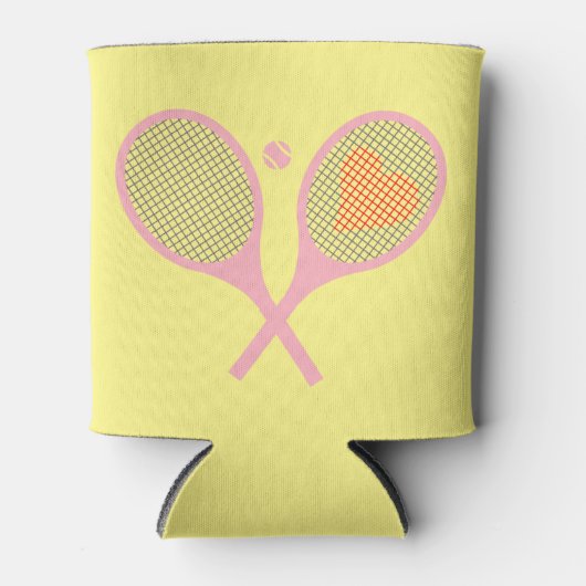 Pastel Heart Tennis Player Racquets Ball Design Blikjeskoeler (Voorkant)