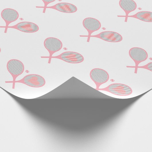 Pastel Heart Tennis Player Racquets Ball Design Cadeaupapier (Hoek)