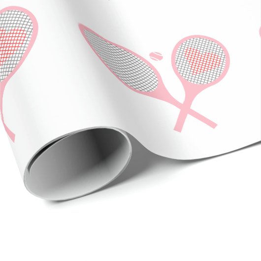 Pastel Heart Tennis Player Racquets Ball Design Cadeaupapier (Rol Hoek)