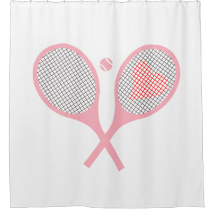 Pastel Heart Tennis Player Racquets Ball Design Douchegordijn