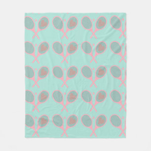 Pastel Heart Tennis Player Racquets Ball Design Fleece Deken