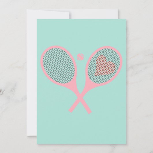 Pastel Heart Tennis Player Racquets Ball Design Kaart (Voorkant)