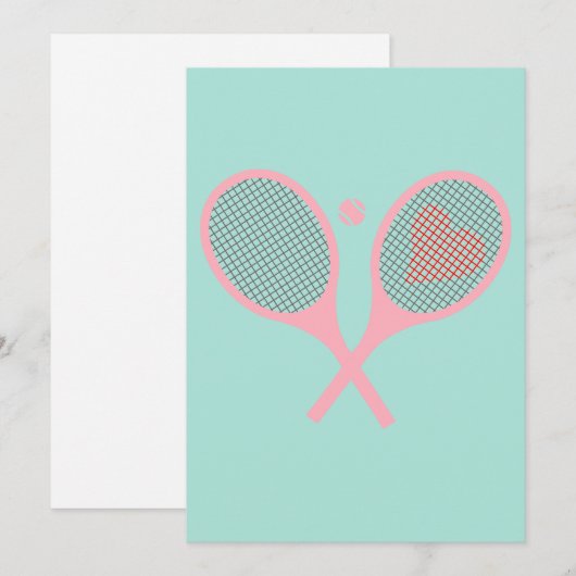 Pastel Heart Tennis Player Racquets Ball Design Kaart (Voorkant / Achterkant)