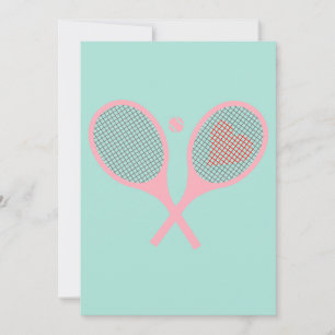 Pastel Heart Tennis Player Racquets Ball Design Kaart