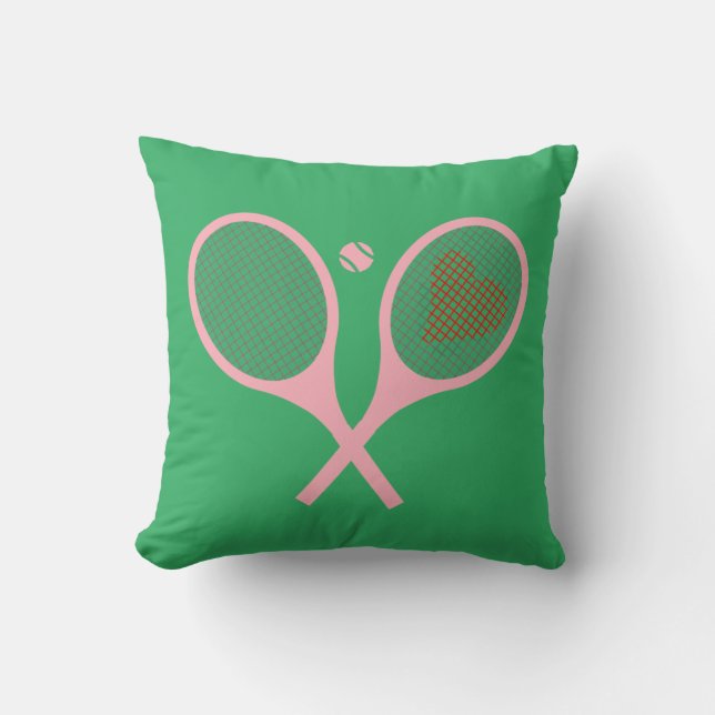Pastel Heart Tennis Player Racquets Ball Design Kussen (Voorkant)