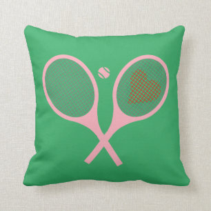Pastel Heart Tennis Player Racquets Ball Design Kussen