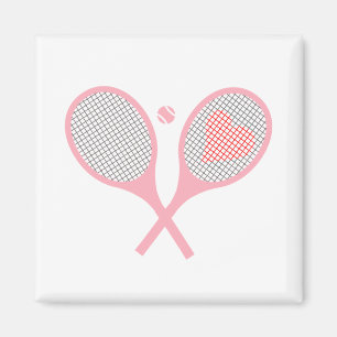 Pastel Heart Tennis Player Racquets Ball Design Magneet