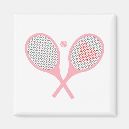 Pastel Heart Tennis Player Racquets Ball Design Magneet (Voorkant)